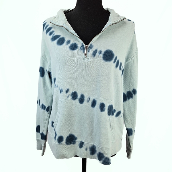 OLD NAVY Light teal tie dye Pullover Quarter Zip Sweater Size Medium - Picture 1 of 8